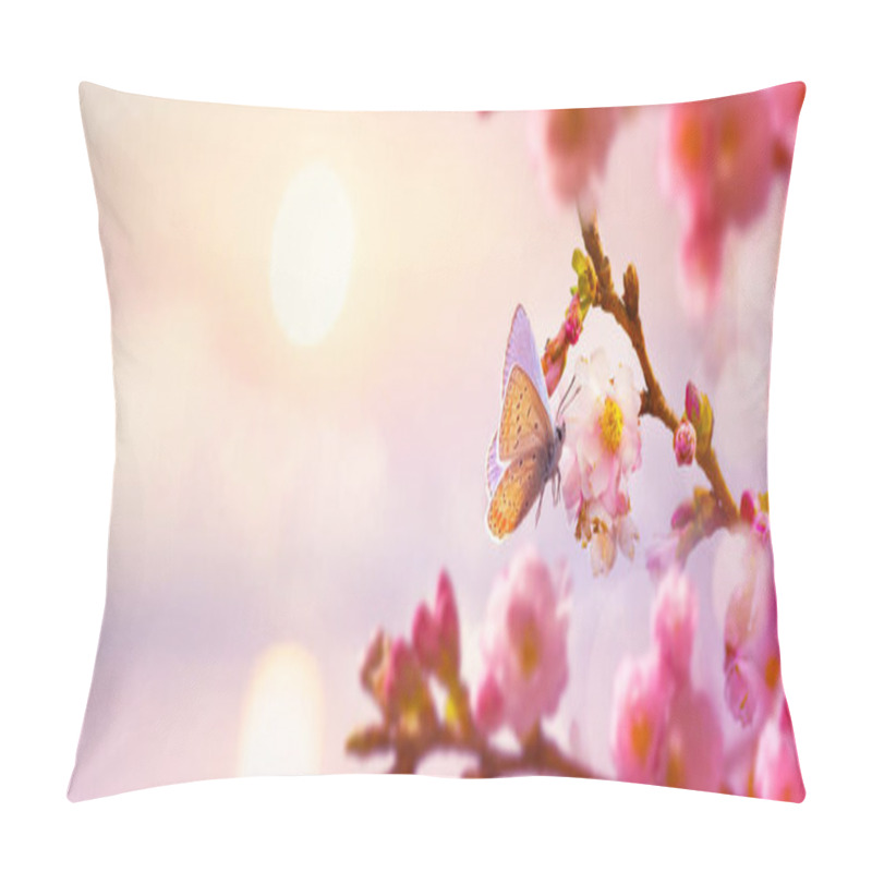 Personality  Spring Cherry Tree Blossoms Background; Easter Greeting Card Design With Copy Space; Pillow Covers