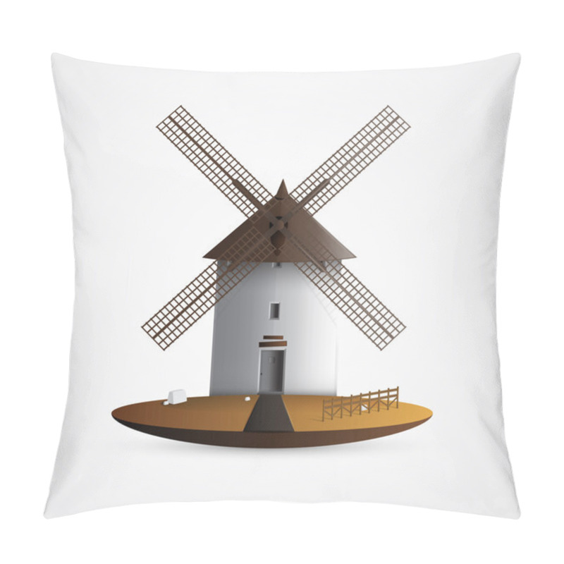 Personality  Windmill. Vector. White Bacground. Pillow Covers