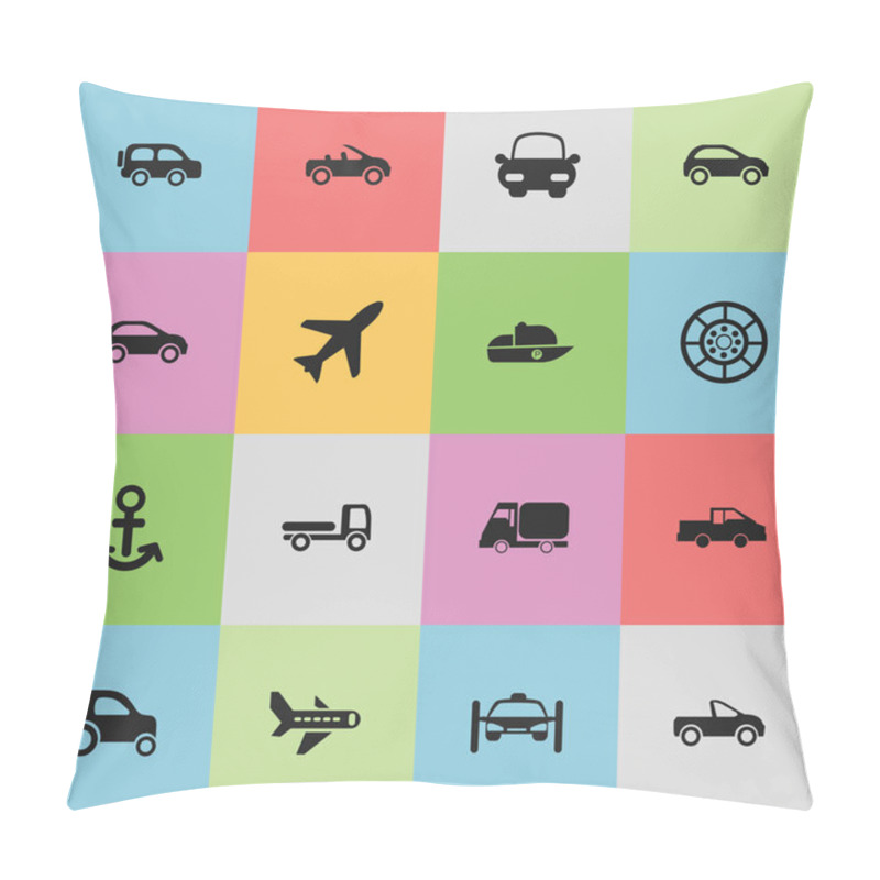 Personality  Set Of 16 Editable Transportation Icons. Includes Symbols Such As Hatchback, Washing Auto, Wheel And More. Can Be Used For Web, Mobile, UI And Infographic Design. Pillow Covers