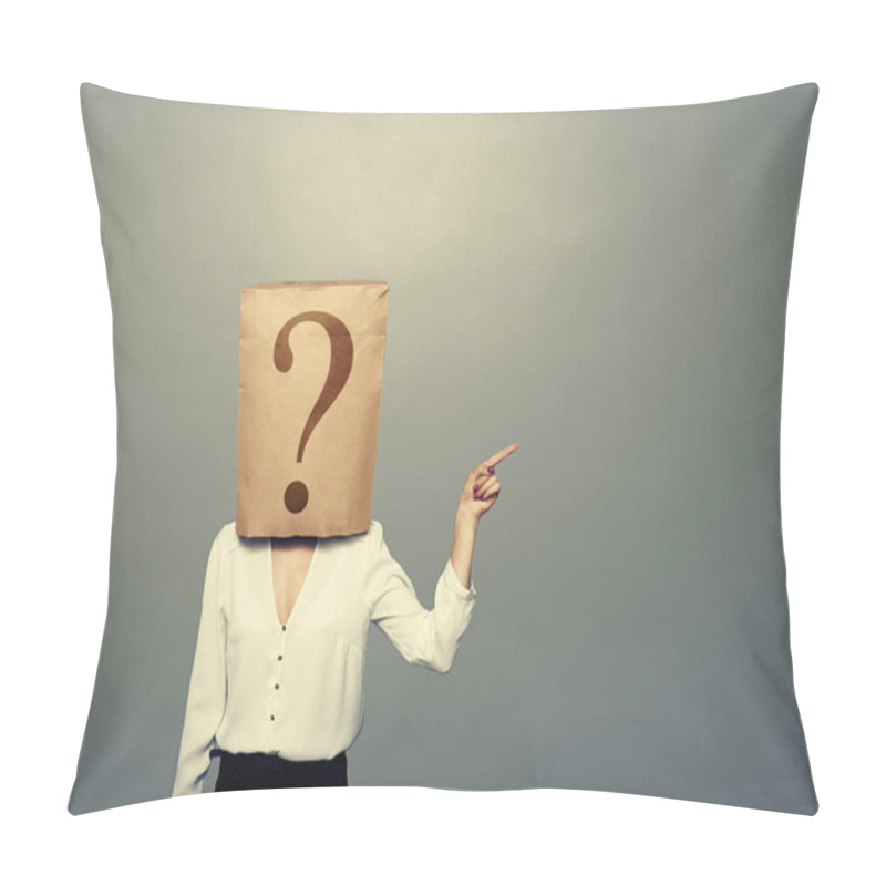 Personality  Woman With Paper Bag Pointing  Pillow Covers