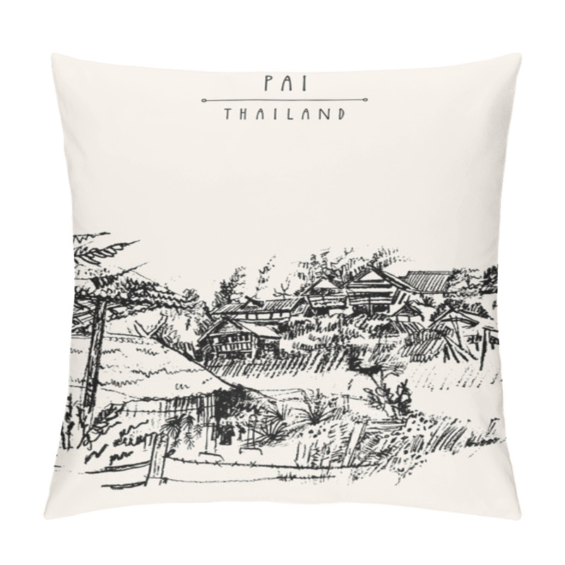 Personality  Bamboo Huts In Pai Valley Pillow Covers