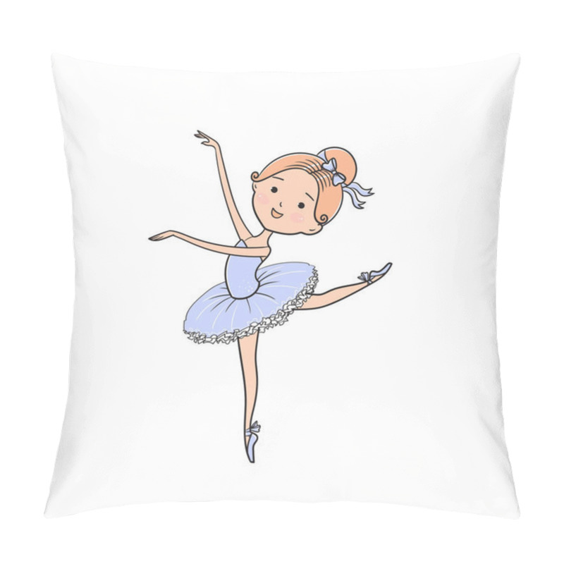 Personality  Hand Drawn Little Beautiful  Ballerina Girl. Cute Little Girl, Vector Illustration.  Pillow Covers