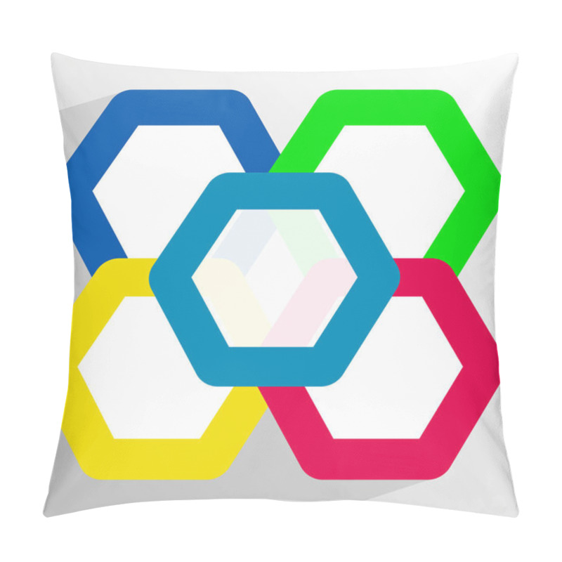 Personality  Geometric Icon With Overlapping Hexagons Pillow Covers