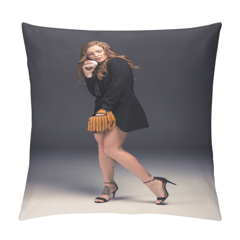 Personality  Sexy Woman Going To Throw Baseball Ball Pillow Covers