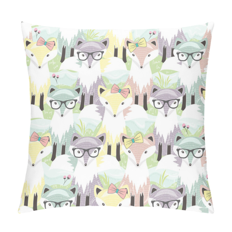 Personality  Cute Little Fox Seamless Pattern. Background With Animals Pillow Covers