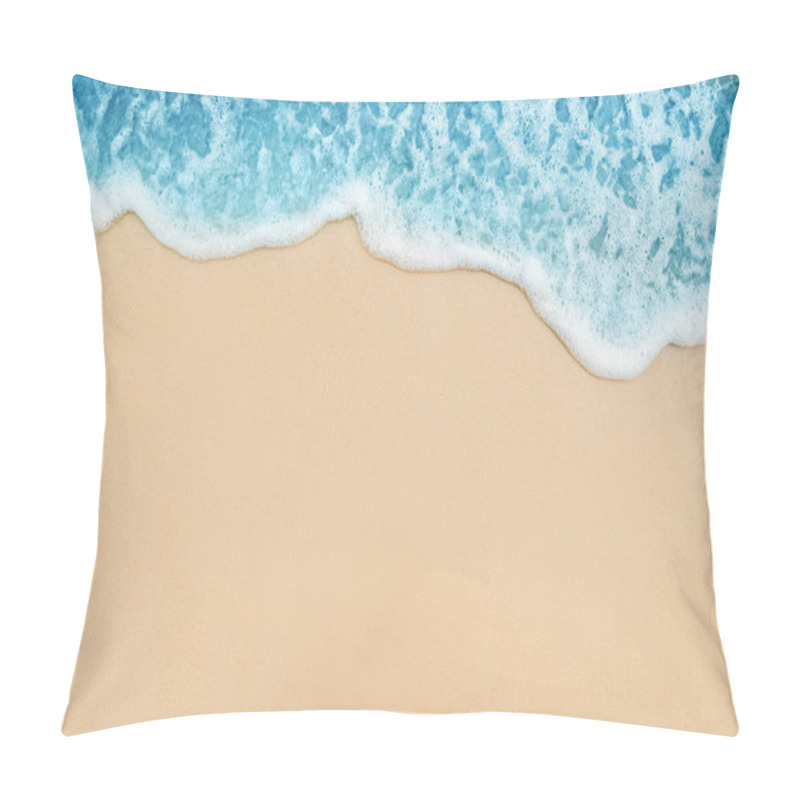 Personality  Background  Of Soft Blue Ocean Wave On Sandy Beach.. Pillow Covers