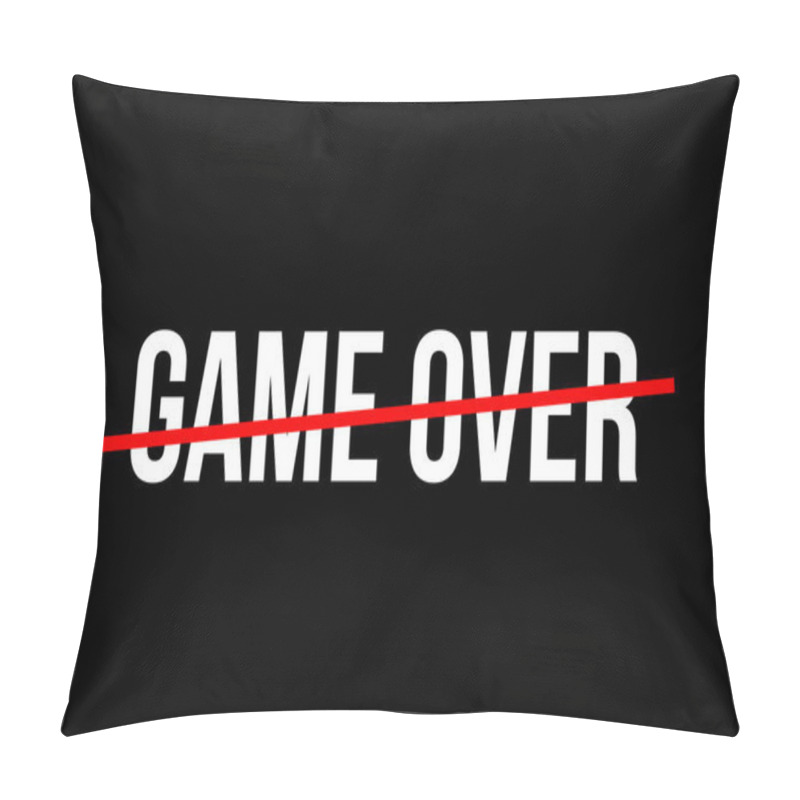 Personality  Game Over Logo In White With Red Line Over. Gamer Playing Console Computer Video Games And Lose. Gaming Black Background Pillow Covers