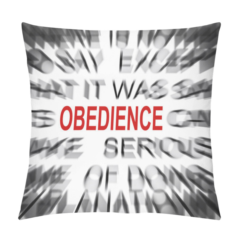 Personality  Blured Text With Focus On OBEDIENCE Pillow Covers