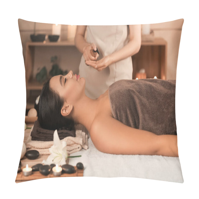 Personality  Beautiful Woman Receiving Spa Massage In Salon Pillow Covers