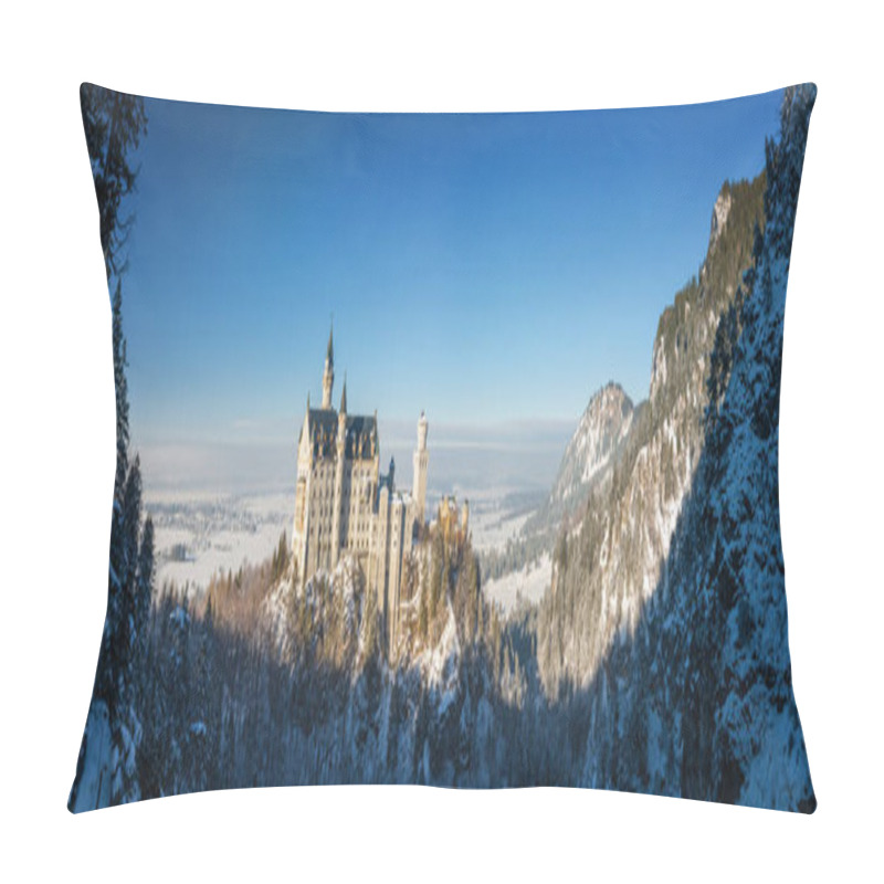 Personality  Sunny Panoramic View Of Neuschwanstein Castle At Foggy Morning, Bavaria, Germany. Pillow Covers