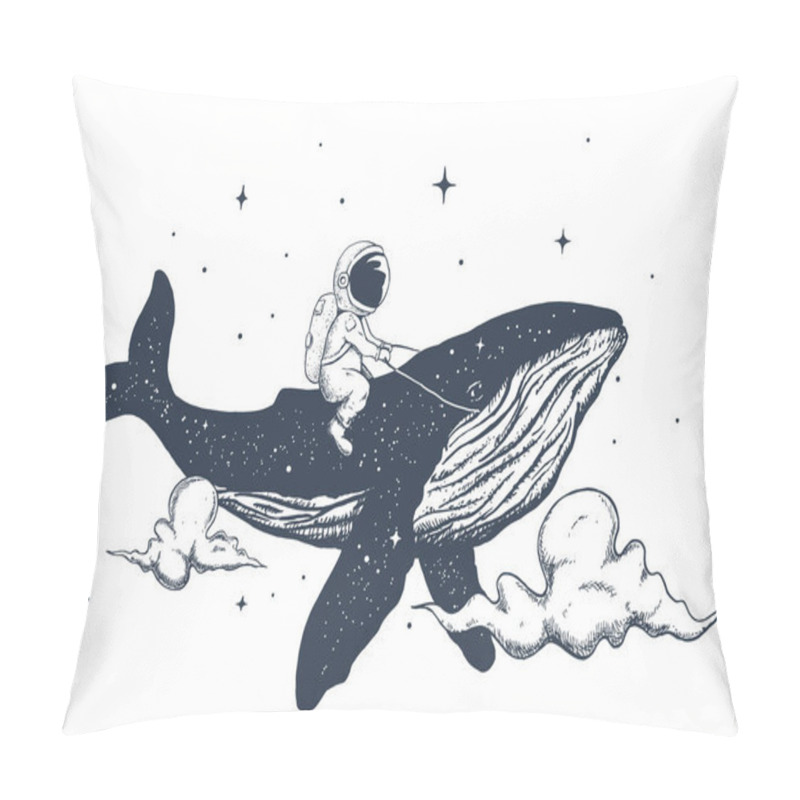 Personality  Astronaut And Whale In The Clouds Pillow Covers