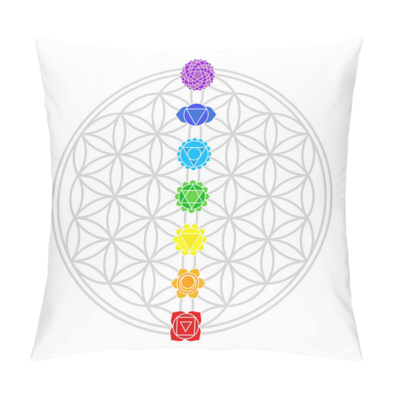 Personality  Flower Of Life Chakras White Pillow Covers