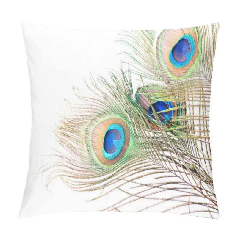 Personality  Peacock Feather On White Pillow Covers