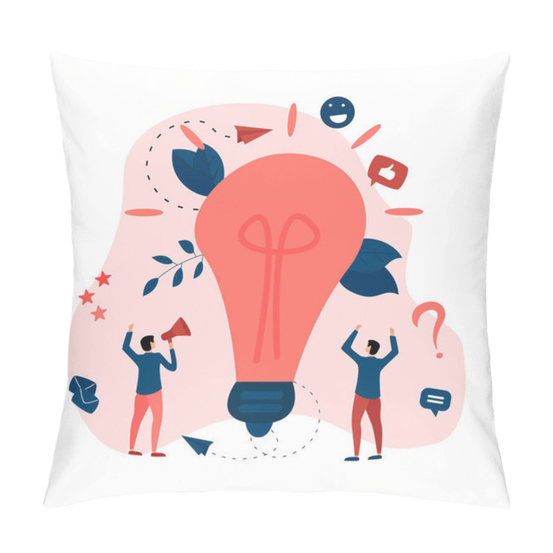 Personality  Creativity Business Idea Concepts With Big Bulb. Vector Illustration. Pillow Covers