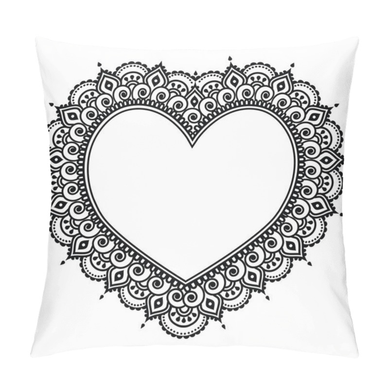 Personality  Heart Mehndi Design, Indian Henna Tattoo Pattern - Love Concept Pillow Covers