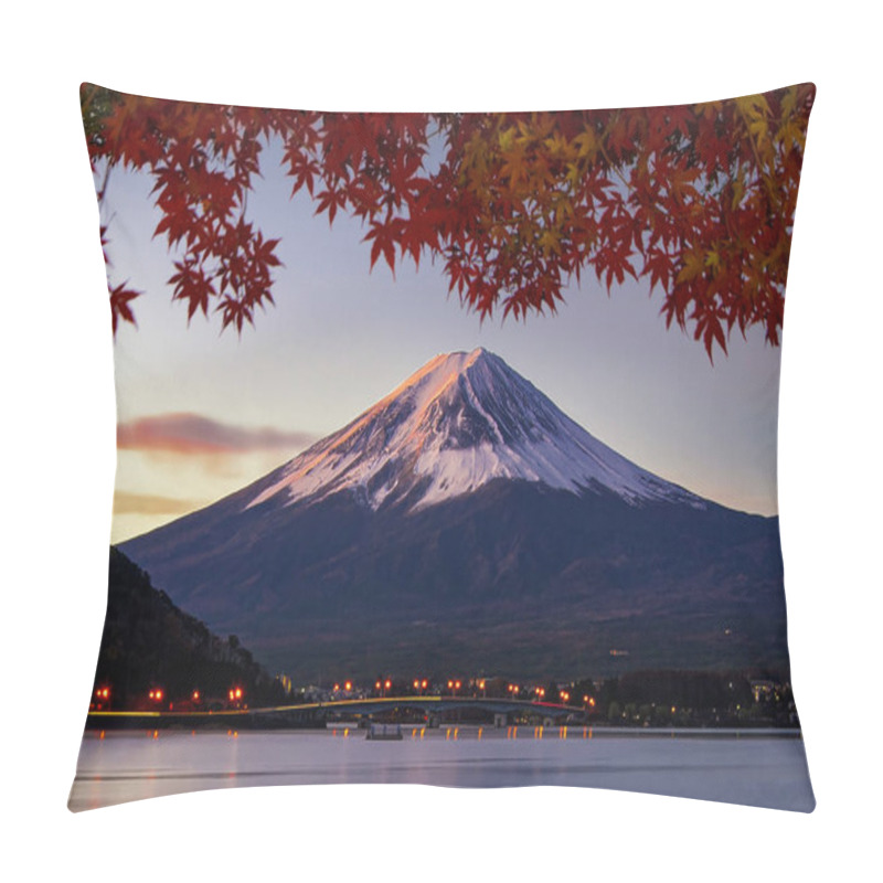 Personality  Fuji Mountain In Autumn At Sunrise, Kawaguchiko Lake, Japan Pillow Covers