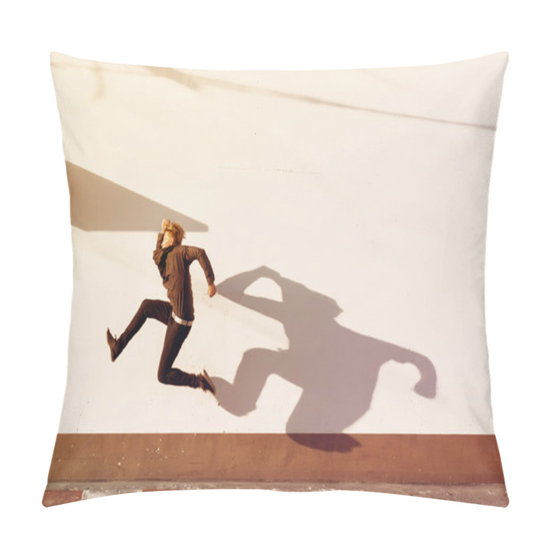 Personality  Man With Funny Long Shadow Pillow Covers