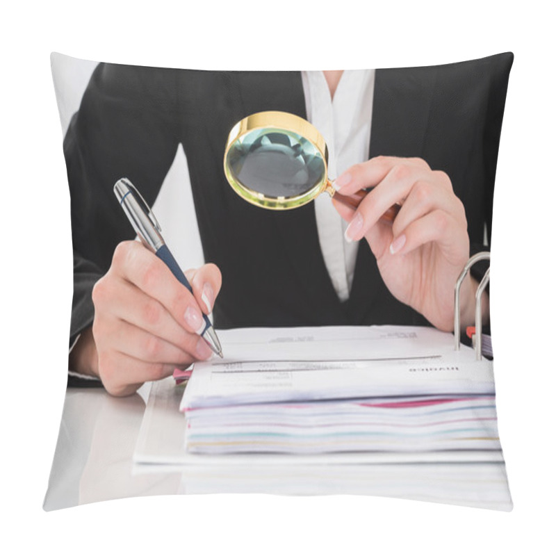 Personality  Auditor Inspecting Financial Documents Pillow Covers