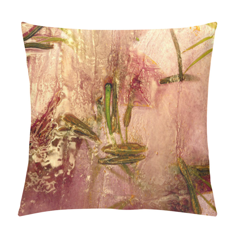 Personality  Frozen Flowers And Leaves. Blossoms In The Ice Cube. Pillow Covers