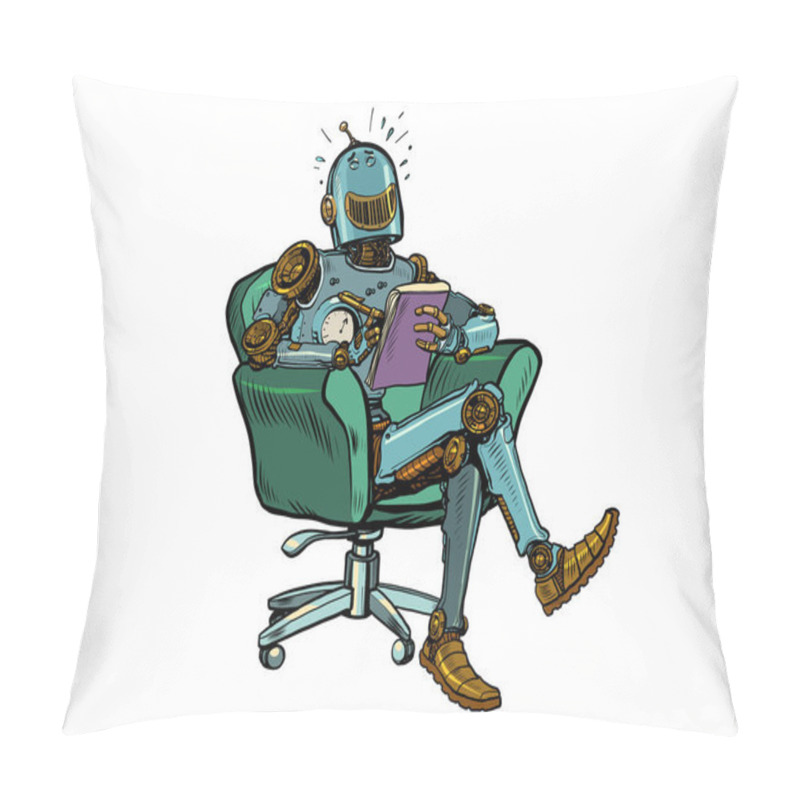 Personality  A Robot Psychotherapist Laughs At A Psychotherapy Session. Science Fiction. Humor Pillow Covers