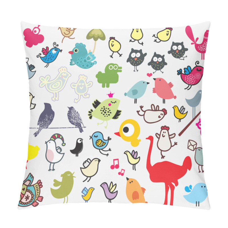 Personality  Big Set Of Different Cute Birds. Pillow Covers