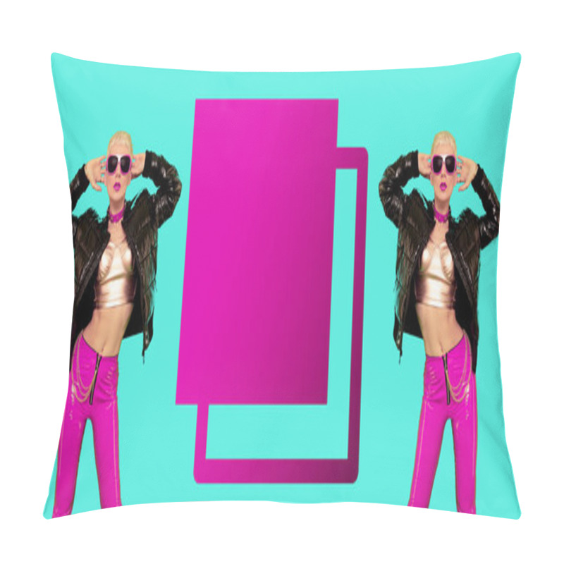 Personality  Clubbing Fashion Glamour Party Concept.  Blonde Model In Stylish Pillow Covers