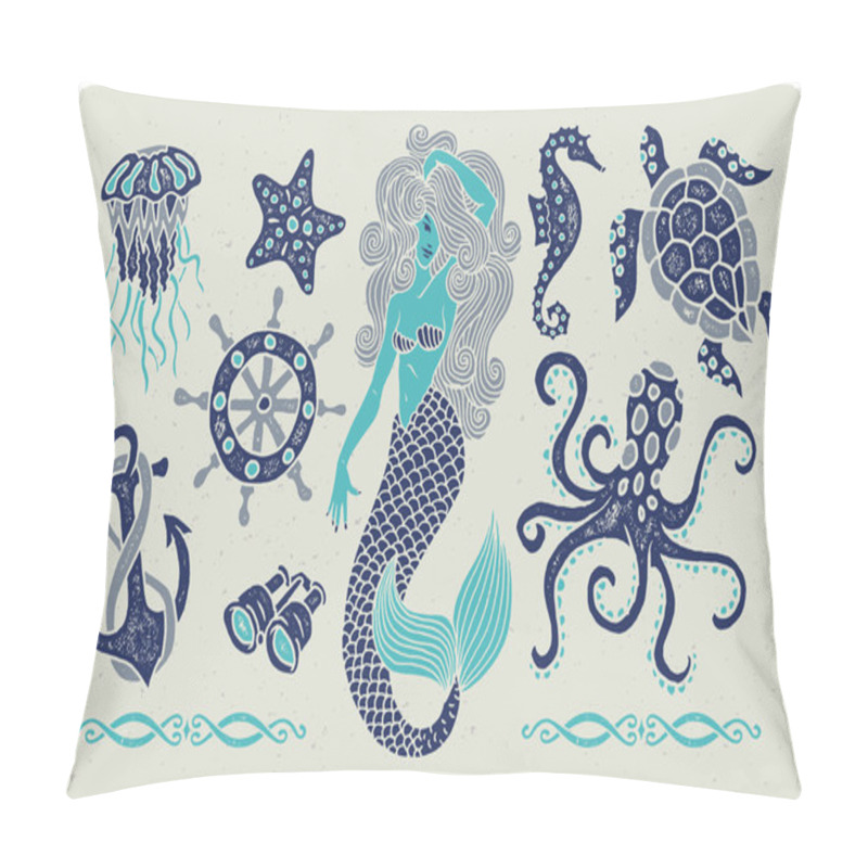 Personality  Marine Illustrations Set. Pillow Covers