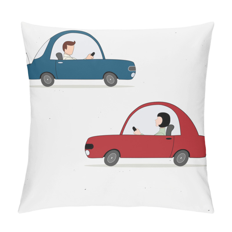 Personality  Two Cartoon Cars Drivers Pillow Covers