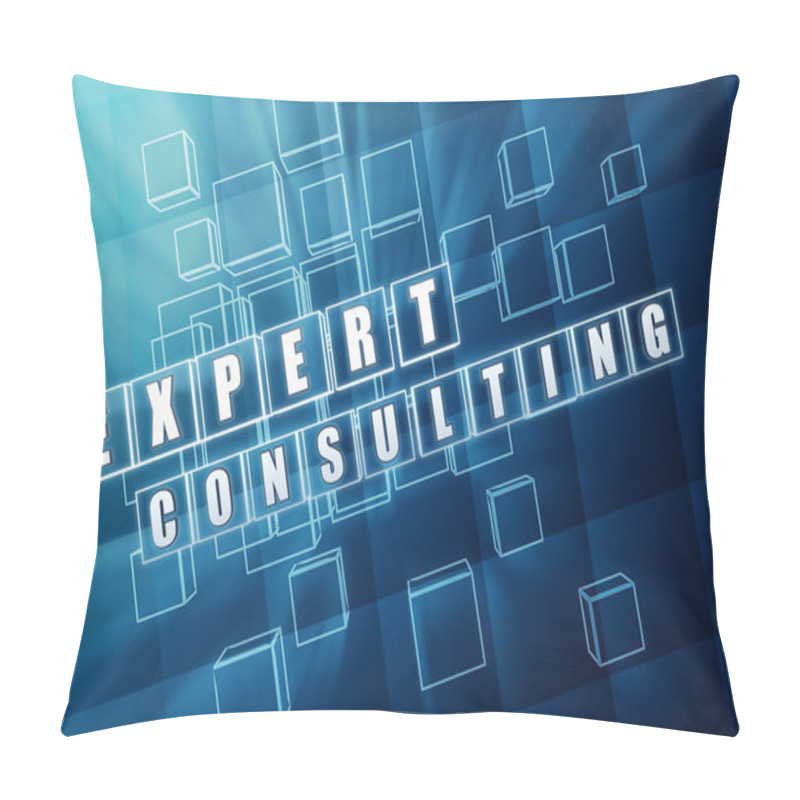 Personality  Expert Consulting In Blue Glass Cubes Pillow Covers