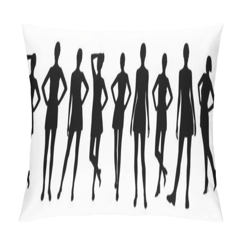 Personality  Set Of Posing Women Black Silhouettes Pillow Covers