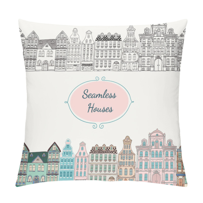 Personality  Vector Seamless Old Styled Houses Pillow Covers