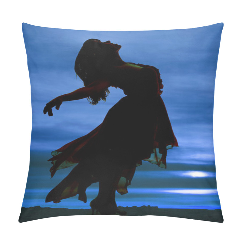 Personality  Silhouette Of A Woman In A Dress Leaning Way Back Pillow Covers