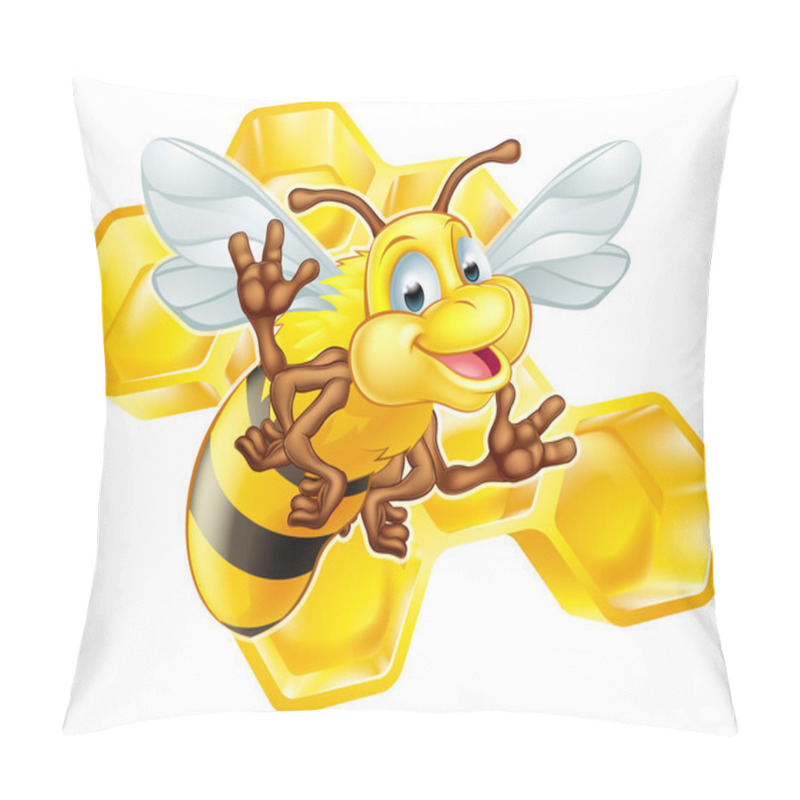 Personality  Cartoon Cute Bee With Honeycomb Pillow Covers