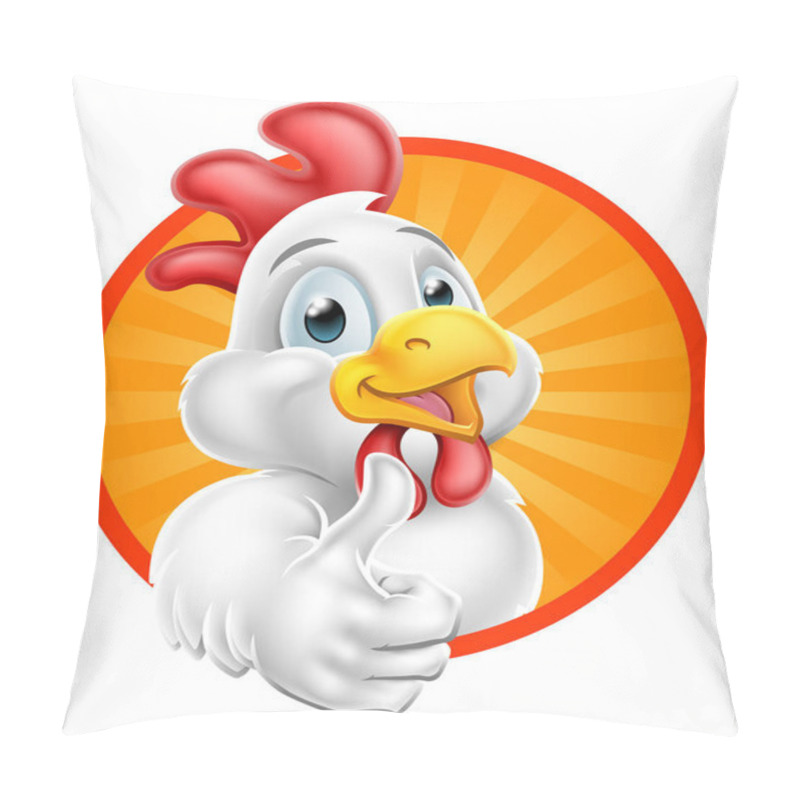 Personality  Illustration Of A Chicken Cartoon Character Giving A Thumbs Up Pillow Covers