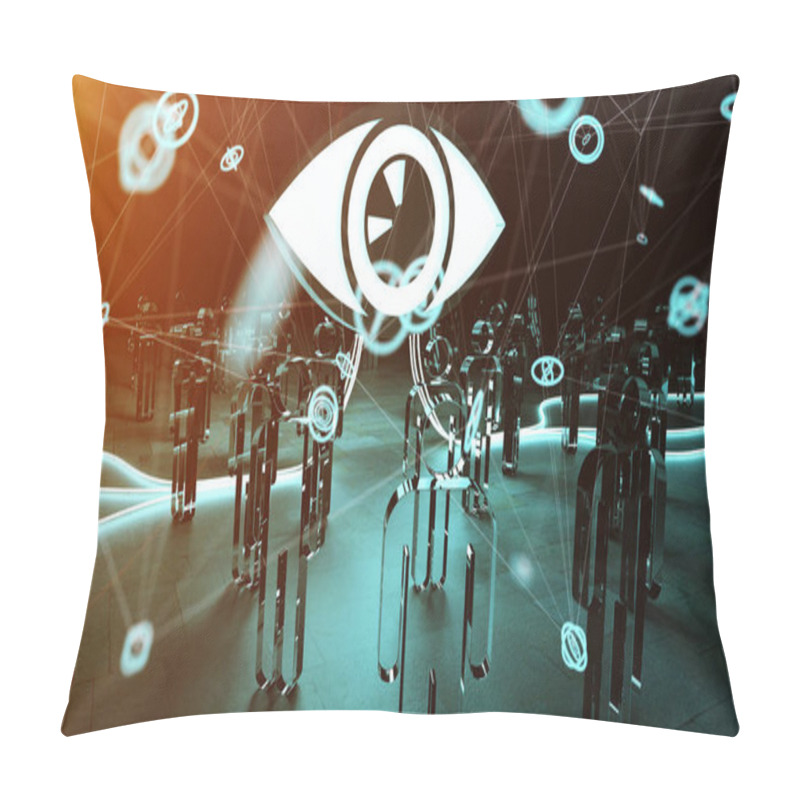 Personality  Big Eye Watching A Group Of People 3D Rendering Pillow Covers