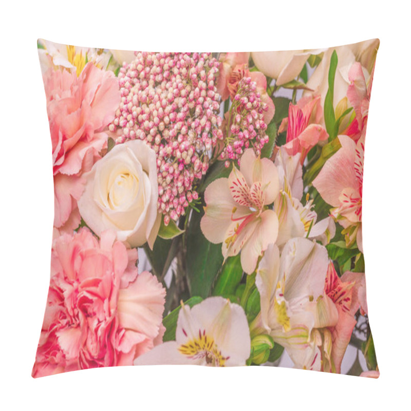 Personality  Bouquet Of  Soft Pink Flowers In Pink Wrapping Paper.  Pillow Covers