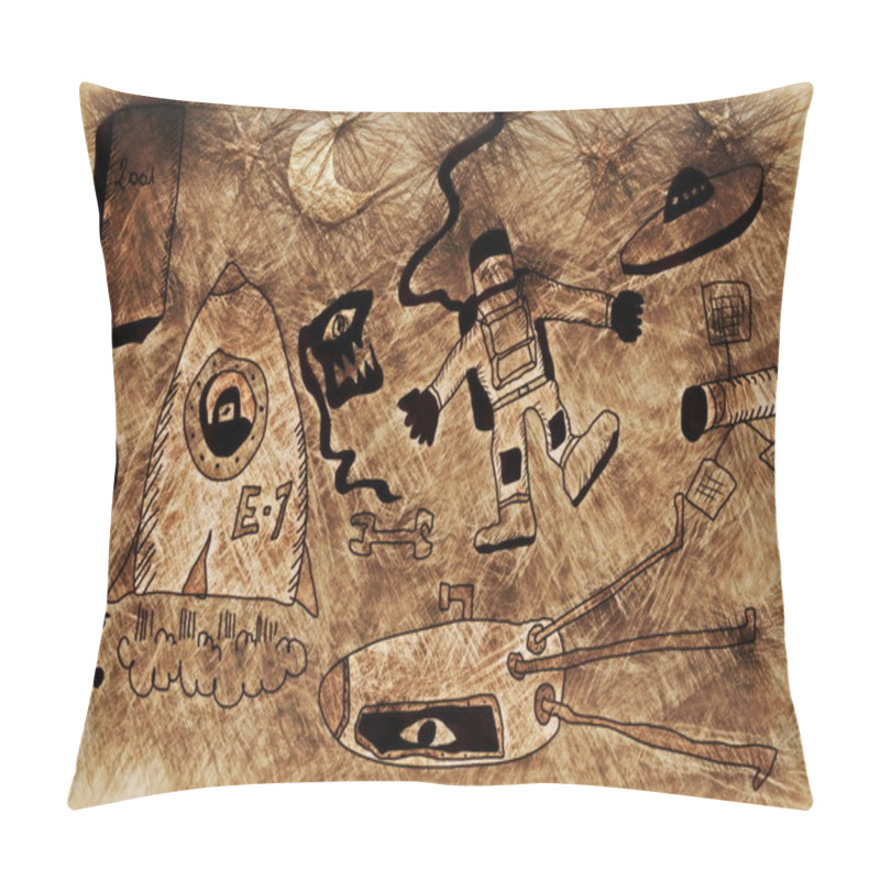 Personality  Space Retro Doodles Set Background Pillow Covers