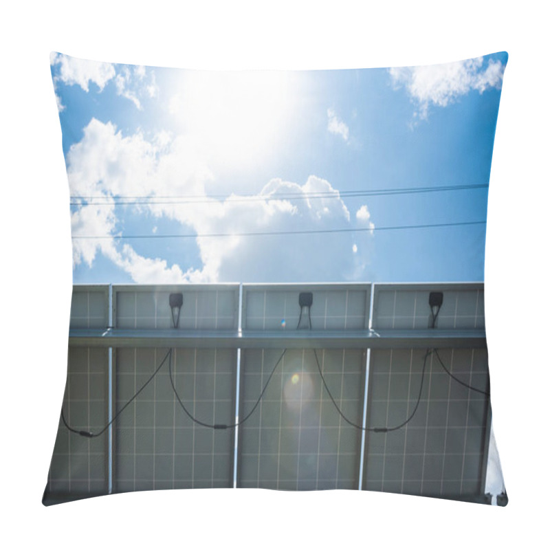 Personality  Blue Solar Energy Batteries, Sun And Cloudy Sky Outside  Pillow Covers