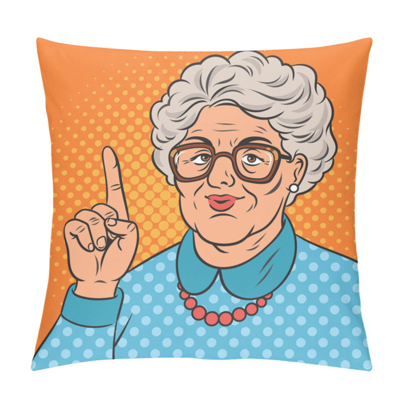 Personality  Old Granny Shaking Her Finger Comic Pop Art Vector Pillow Covers