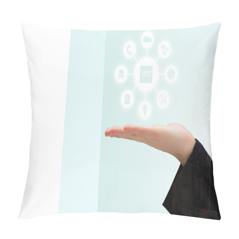 Personality  Hand Presenting Against Icons Pillow Covers