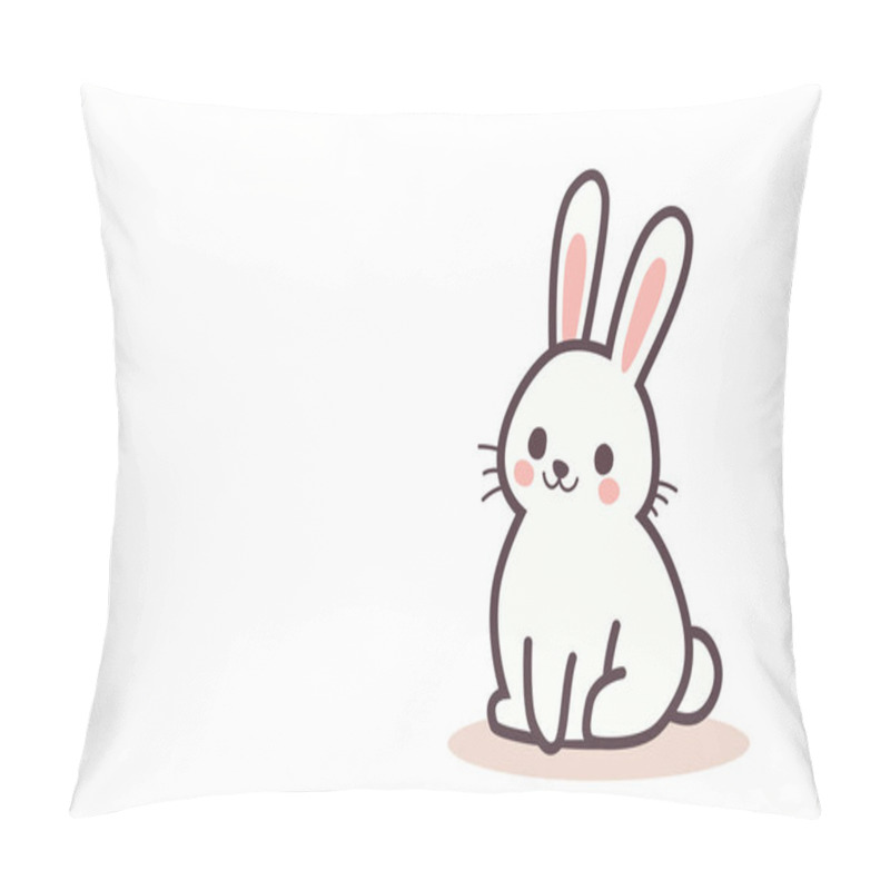 Personality  Adorable Cartoon-style Bunny Sitting On A White Background, Featuring A Simple And Minimalist Design With A Cheerful Expression.  Pillow Covers