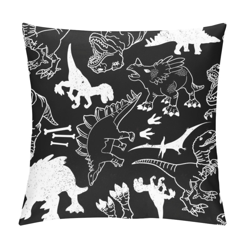 Personality  Seamless Silhouette Dino Pattern, Print For T-shirts, Textiles, Wrapping Paper, Web. Original Design With T-rex, Dinosaur. Grunge Design For Boys And Girls Pillow Covers