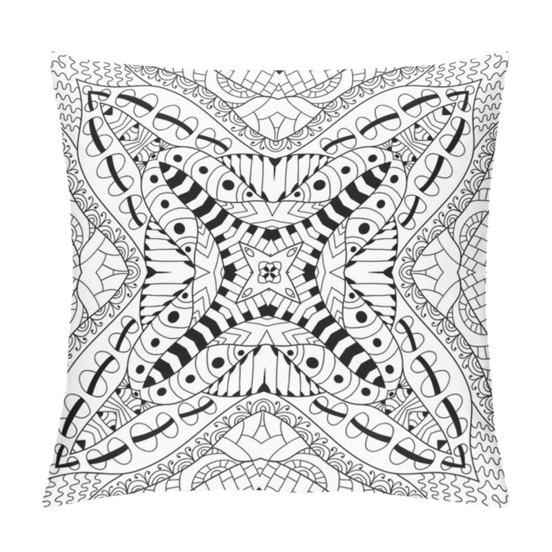 Personality  Black And White Contour Background. Ornamental Ethnic Pattern. Pillow Covers