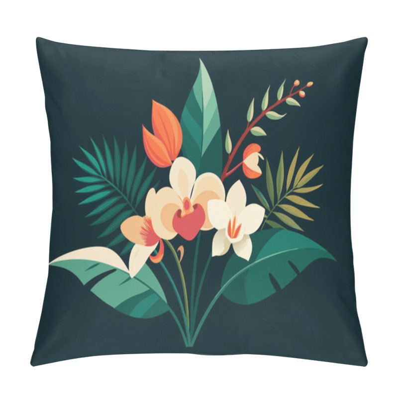 Personality  Vibrant Tropical Luxurious Flower Bouquet Vector Illustration Design Pillow Covers