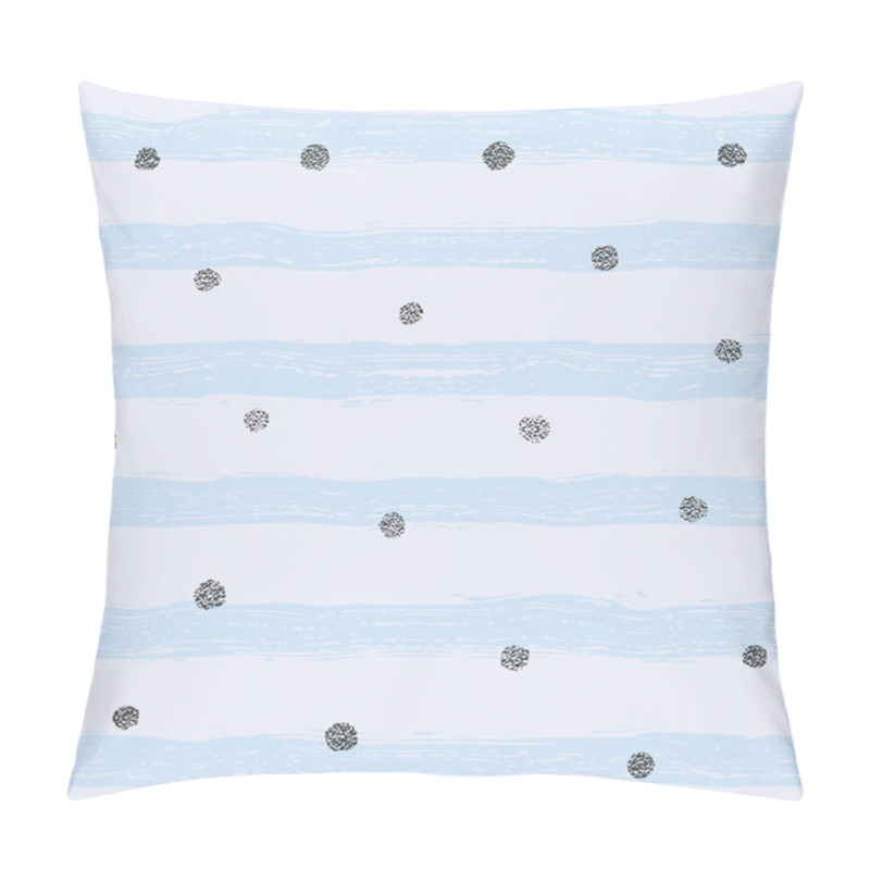 Personality  Blue Stripes And Black Dots Seamless Pattern Background. Pillow Covers