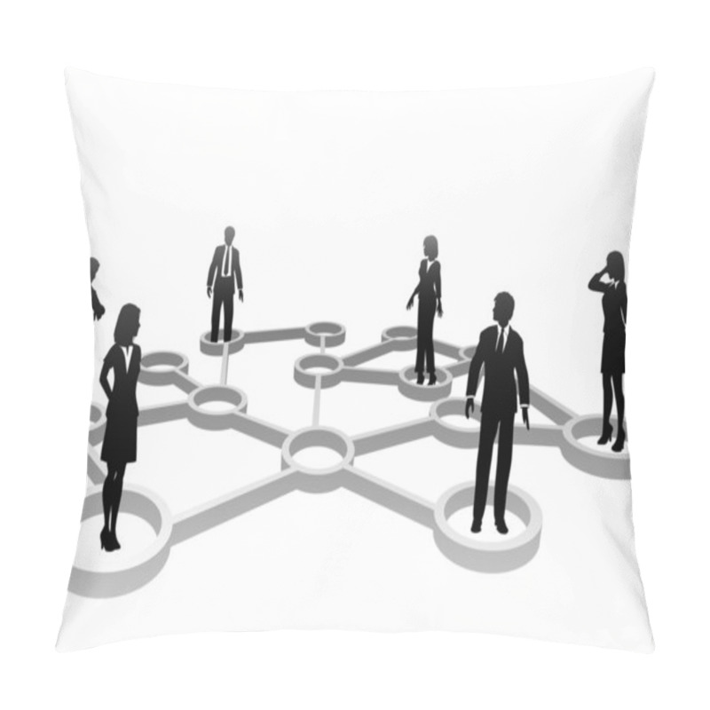 Personality  Connected Business Silhouettes In Network Nodes Pillow Covers