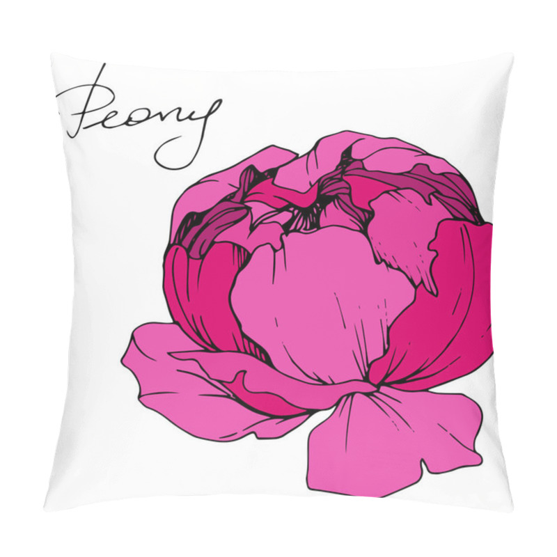 Personality  Vector Pink Peony. Floral Botanical Flower. Engraved Ink Art. Isolated Peony Illustration Element. Pillow Covers