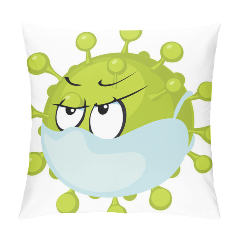 Personality  Tamed Corona Virus Cartoon - COVID - 19 Vector Illustration With Medical Drape Pillow Covers