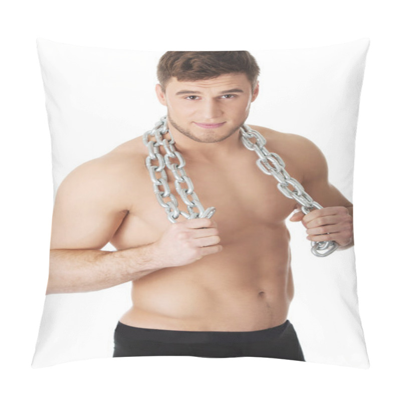 Personality  Man With Chains Over His Neck. Pillow Covers