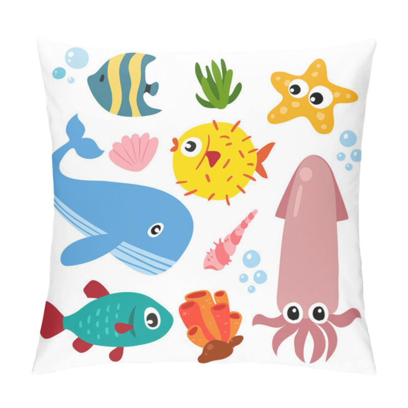 Personality  Ocean Vector Collection Design, Marine Life Vector Design Pillow Covers